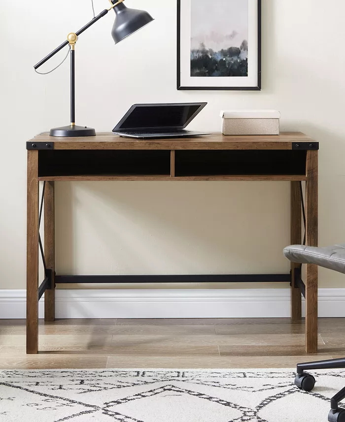 Walker Edison Farmhouse Metal and Wood Desk