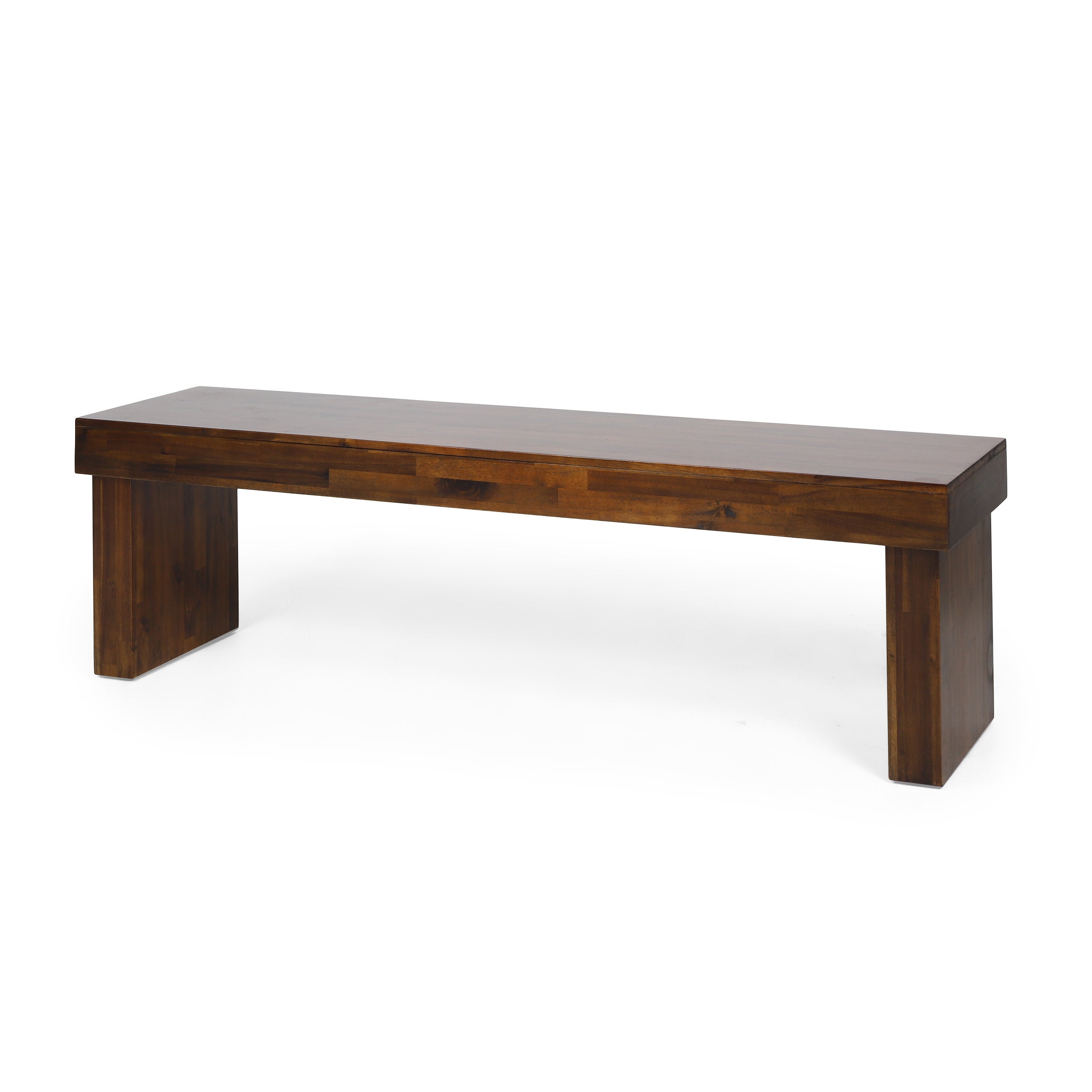 Logan Acacia Wood Dining Benches, Set of 2, Rich Mahogany