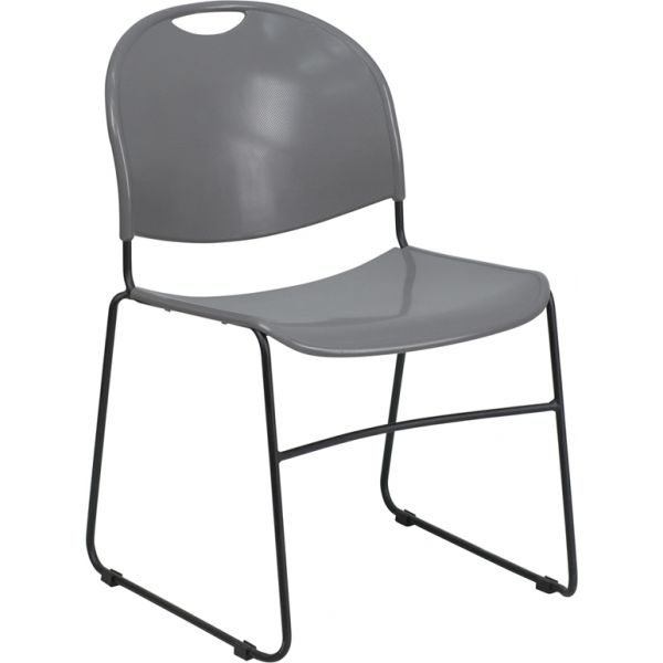 HERCULES Series 880 lb. Capacity Navy Ultra-Compact Stack Chair with Silver Powder Coated Frame