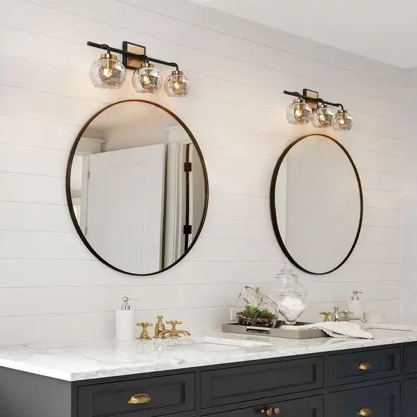 Modern Black Gold 2/3/4-Light Bathroom Mercury Glass Vanity Lights Wall Sconces