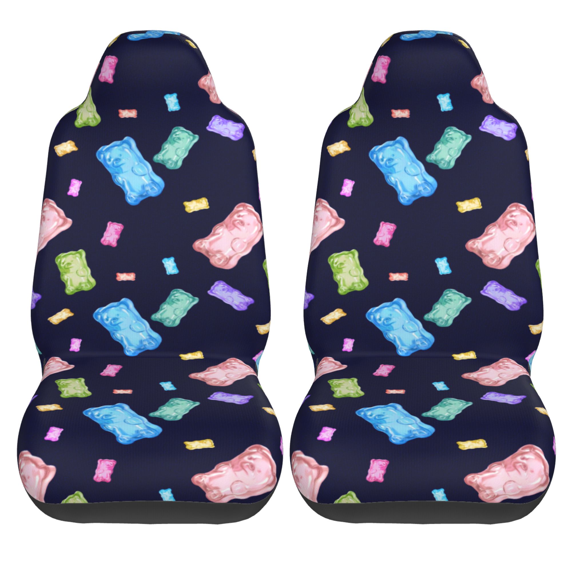 ZICANCN Car Seat Covers Front Seats Only，Gummy Bear Pattern Blue Automotive Seat Covers Protectors for Cars Trucks Suv 2 Pack