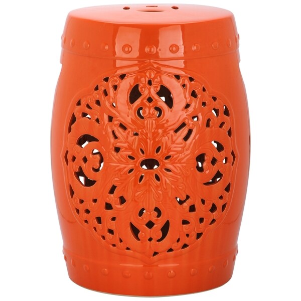 SAFAVIEH Flora Orange Ceramic Decorative Garden Stool