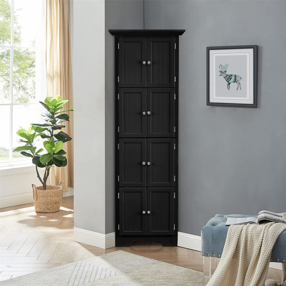 Tall Storage Cabinet with Doors and 4 Shelves for Living Room