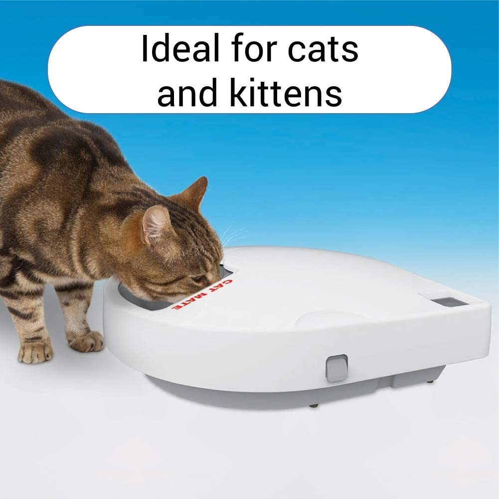 Cat Mate C500 Automatic Pet Feeder with Digital Timer for Cats and Small Dogs White， 13.4 x 11.4 x 2.8