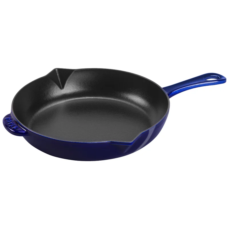 Staub 1222691 Cast Iron 10-inch Fry Pan - Dark Blue， Made in France