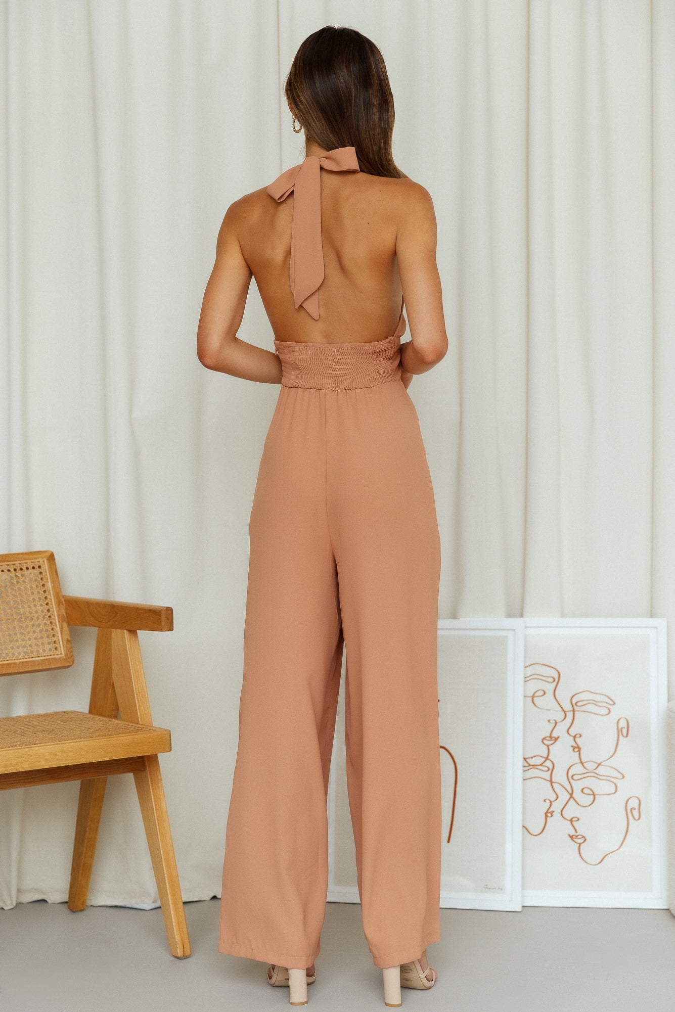 Stick To Me Jumpsuit Tan