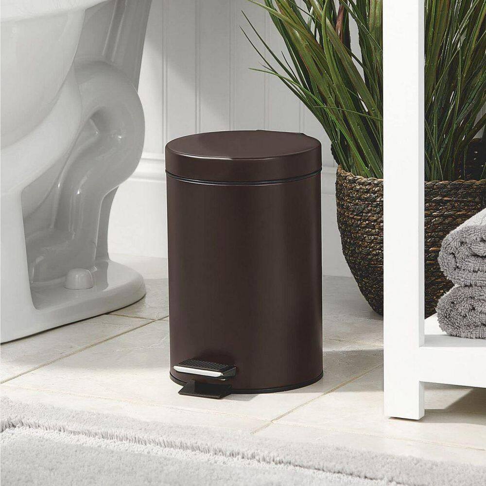 Dracelo 3.2 Gal. Round Bronze Metal Step Trash Wastebasket with Removable Liner Bucket B0B9CKBTWS