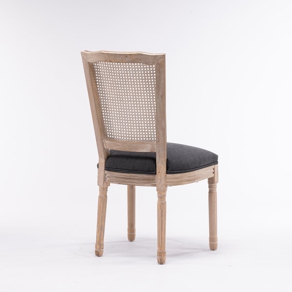 2pcs French Style Dining Chair with Square Rattan Backrest