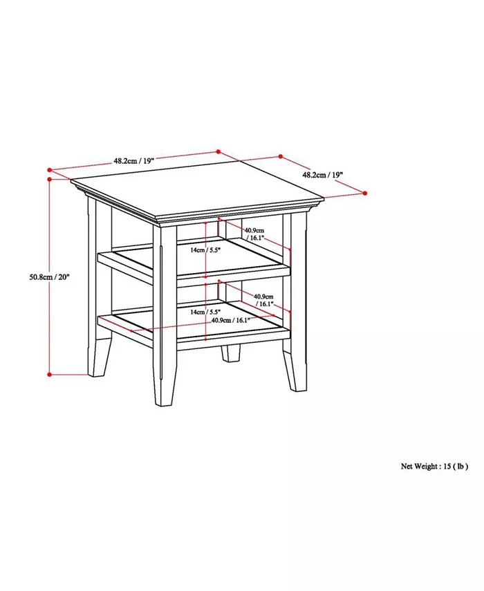 Simpli Home Acadian Solid Wood End Table