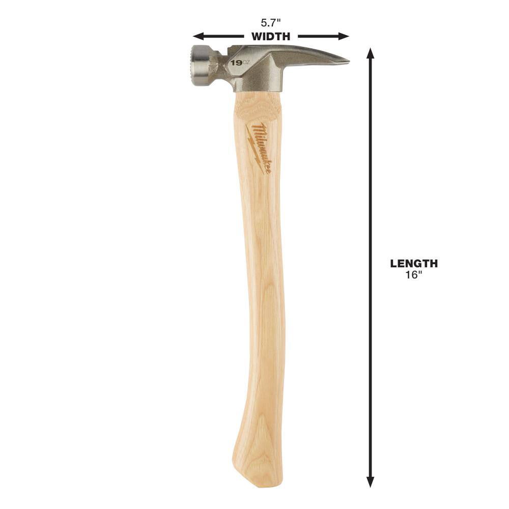 MW 19 oz. Wood Milled Face Hickory Framing Hammer with FASTBACK Folding Utility Knife Set (3-Piece) 48-22-9419-48-22-1503