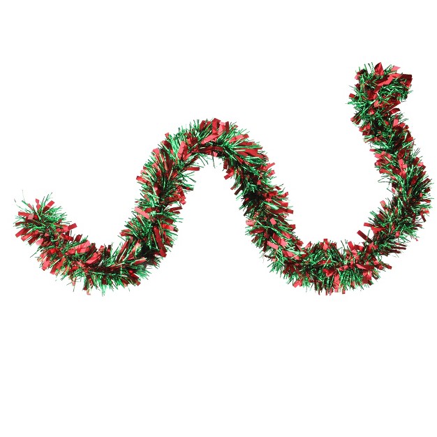 Unlit Red green Wide Cut Tinsel Christmas Garland