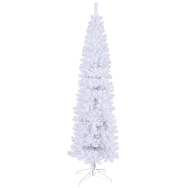 7.5FT White Slim Artificial Christmas Tree Includes Foldable Metal Stand