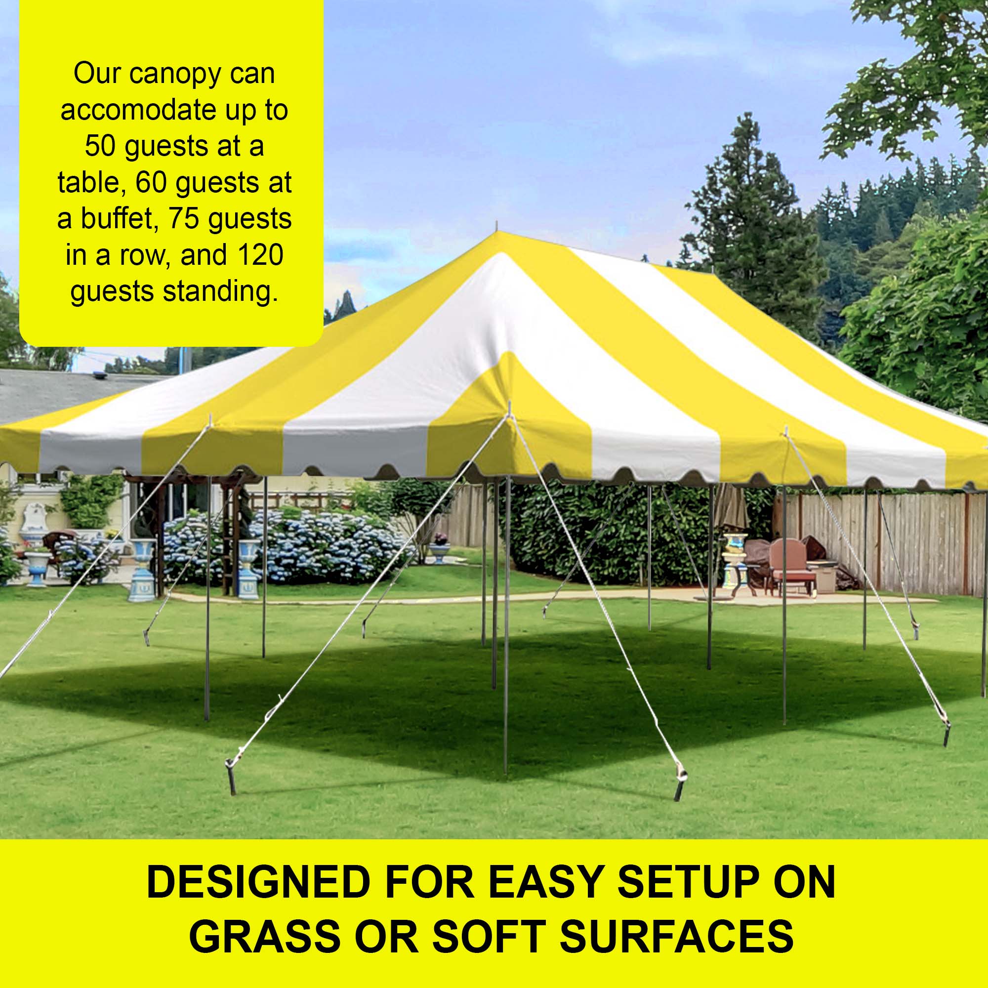 Party Tents Direct Weekender Outdoor Canopy Pole Tent, Yellow, 20 ft x 30 ft