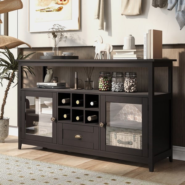 Multifunctional Console Table with Large Storage Capacity Cabinet， Sofa Table for Entryway with 2 Doors and 6 Storage Grids