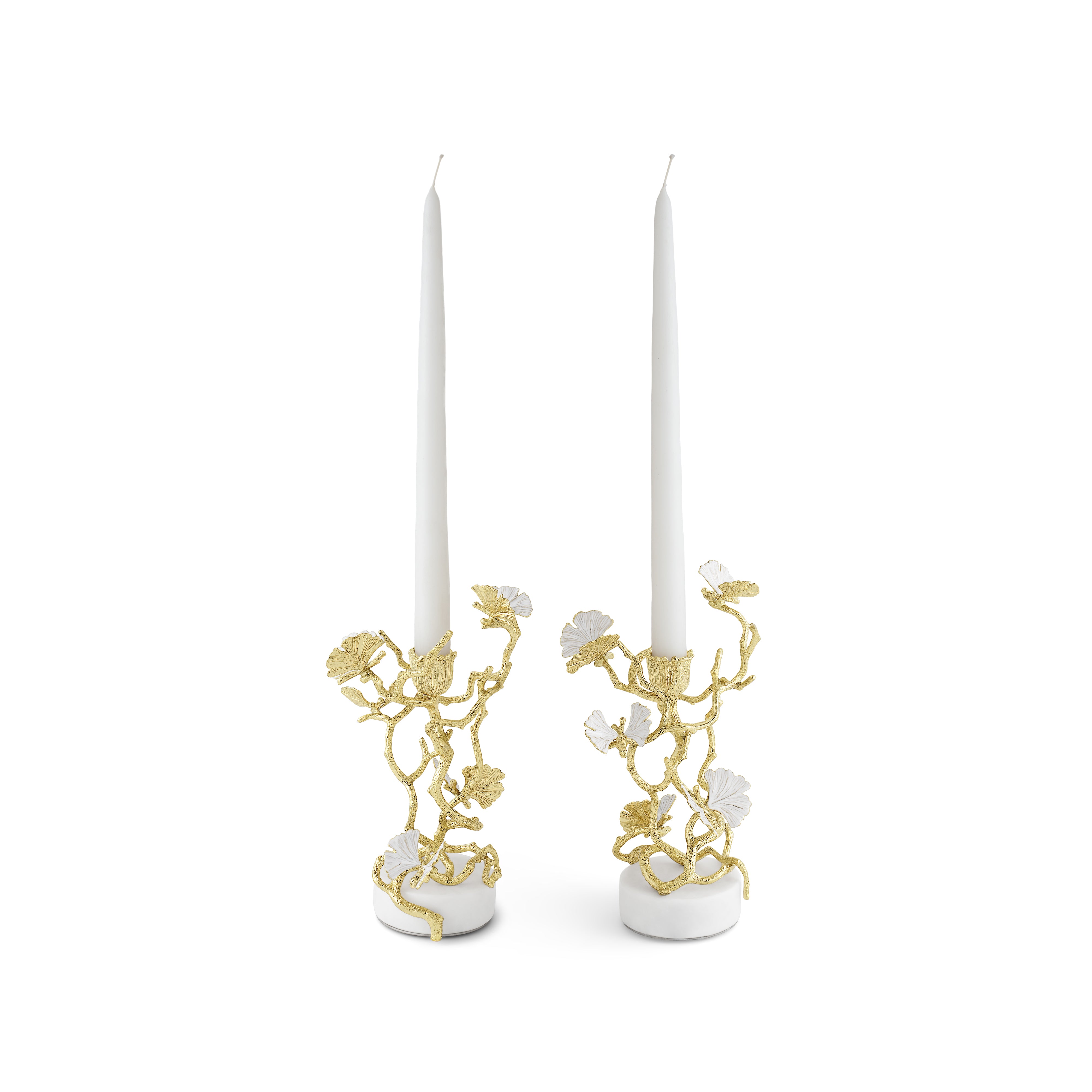 Butterfly Ginkgo Gold Candleholders S/2