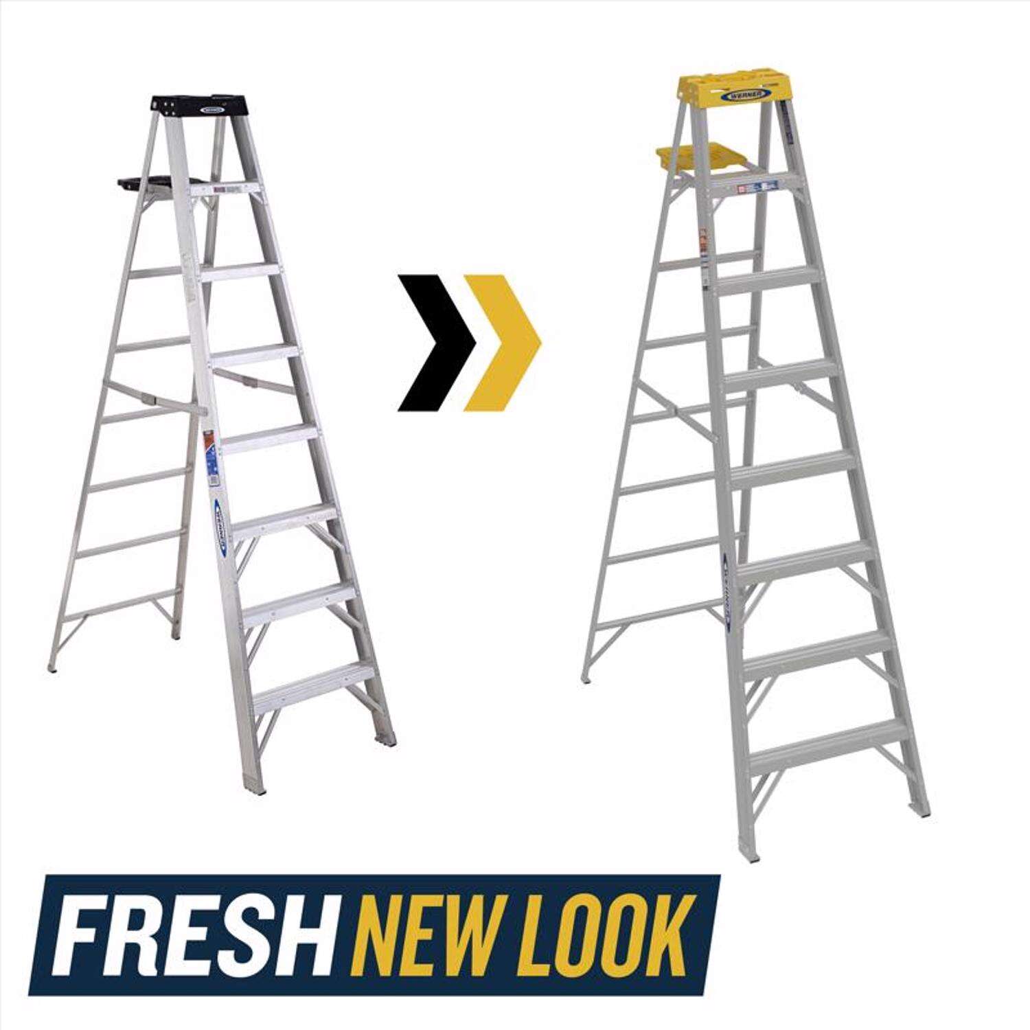 Werner 8 ft. H Aluminum Step Ladder Type IA 300 lb. capacity