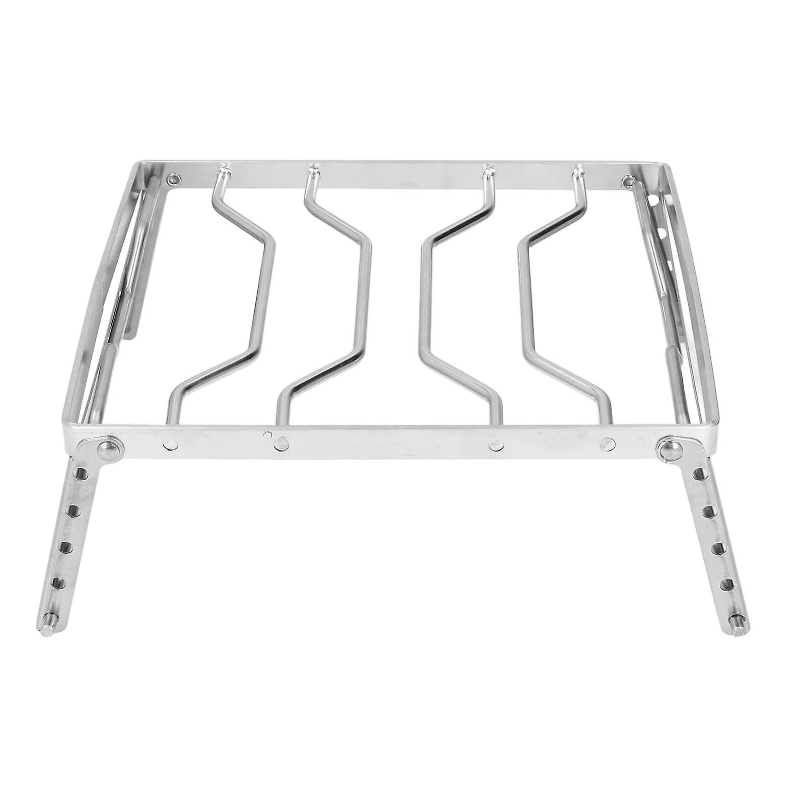 Barbecue Rack Portable Height Adjustable Bbq Rack Foldable Stainless Steel Grill Rack For Camping