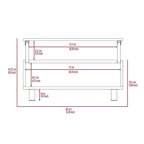 Lift Top Coffee Table with Four Legs