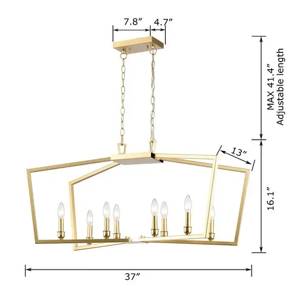 Mable 8-Light Gold Metal Frame Candle Chandelier