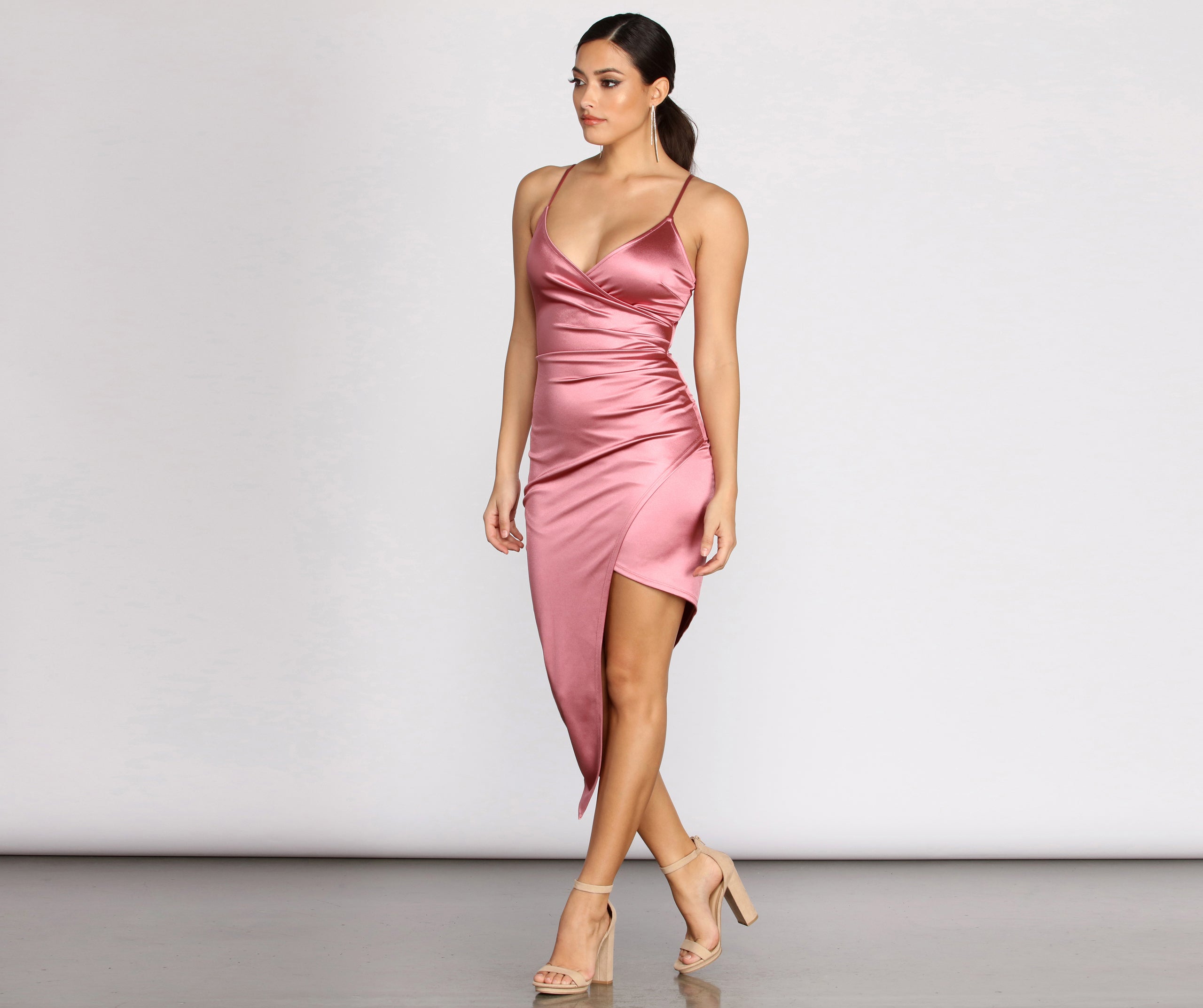 Feelin' Fire Satin Asymmetrical Mini Dress