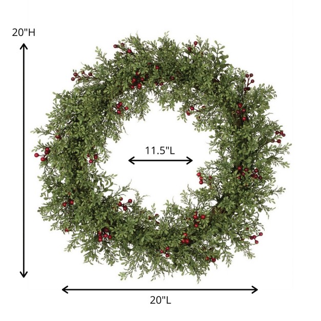 Sullivans Artificial Mini Leaf With Berries Wreath 20 quot h Green