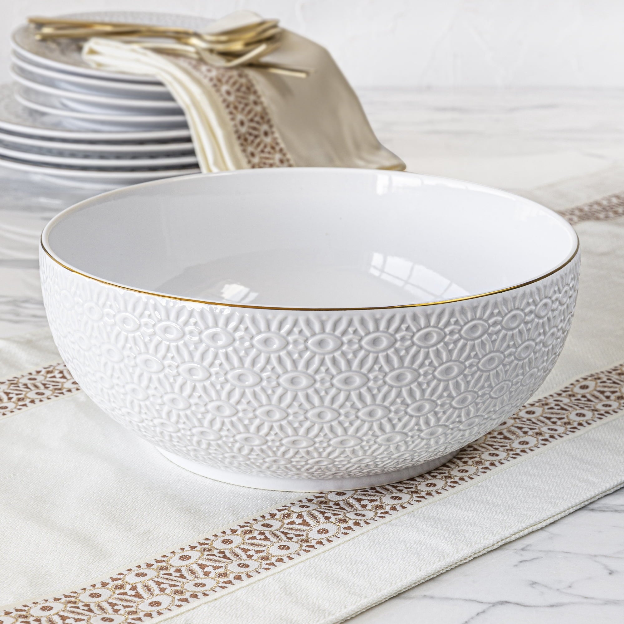 White Stoneware Serve Bowl