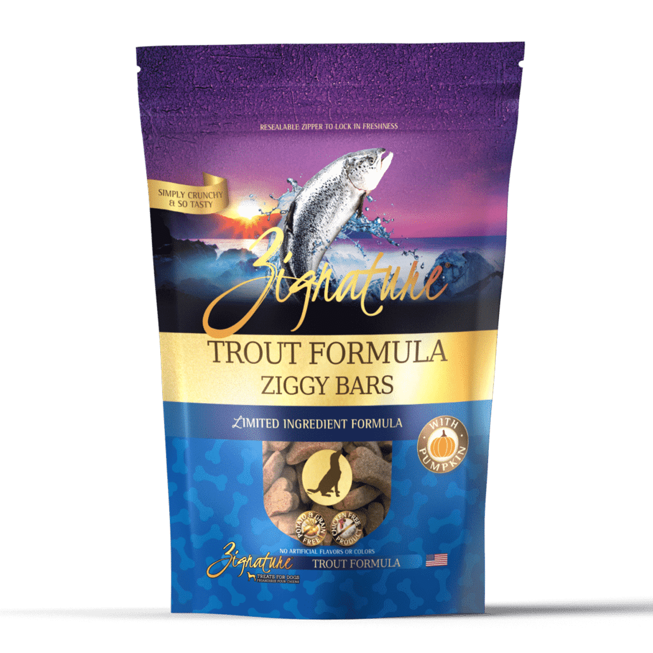 Zignature Ziggy Bars Trout Treats， 12oz