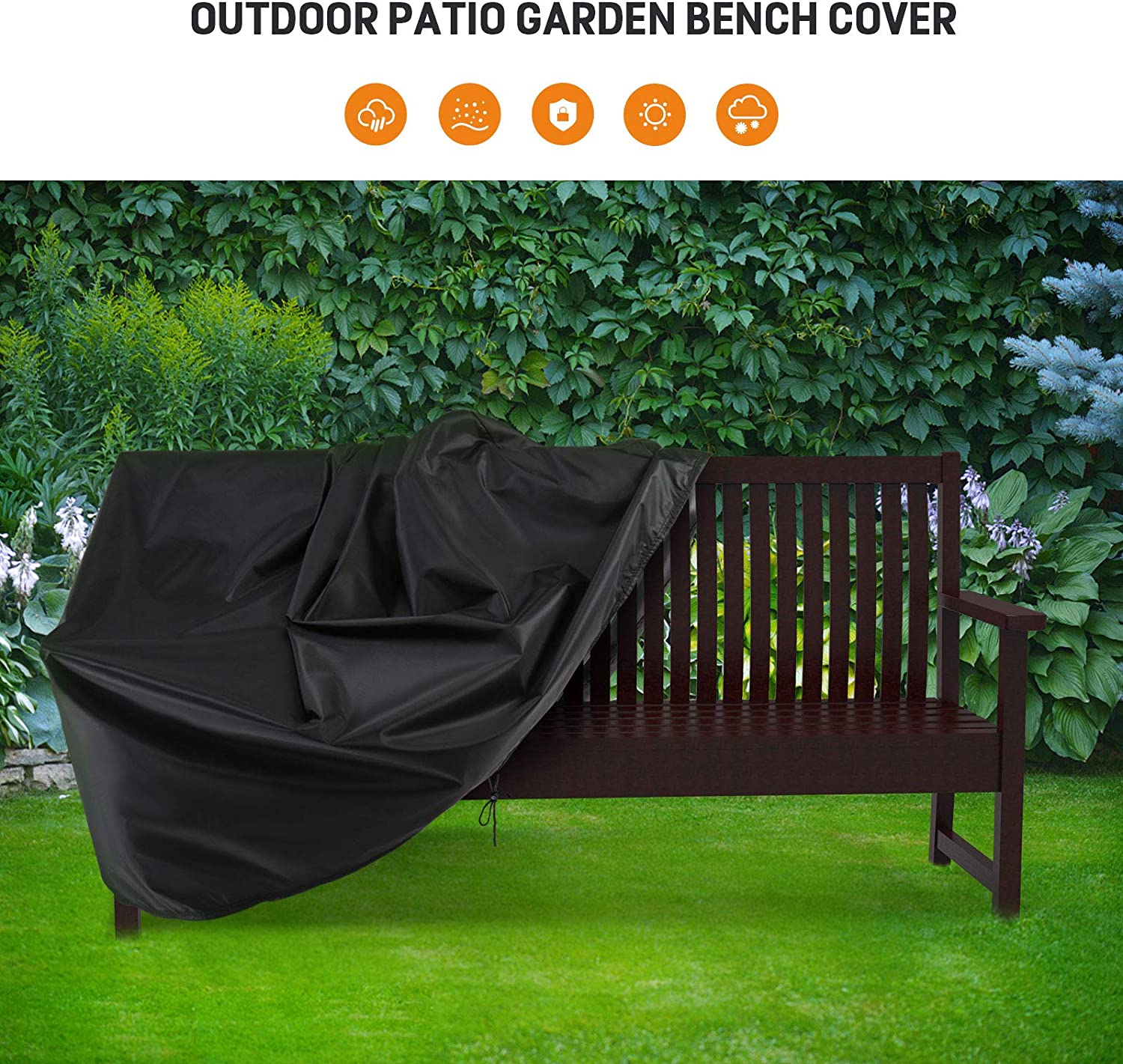 Saking Outdoor Bench Cover, 2 Seat Patio Garden Park Loveseat, Sofa, Glider, Furniture Cover 53L x 26W x 35H inch