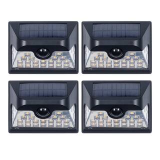 Westinghouse 5-Watt Equivalent Integrated LED Black Linkable Solar Motion Activated Light Wall-Pack Light (4-Pack) 600 Lumens SR53AA34H-08