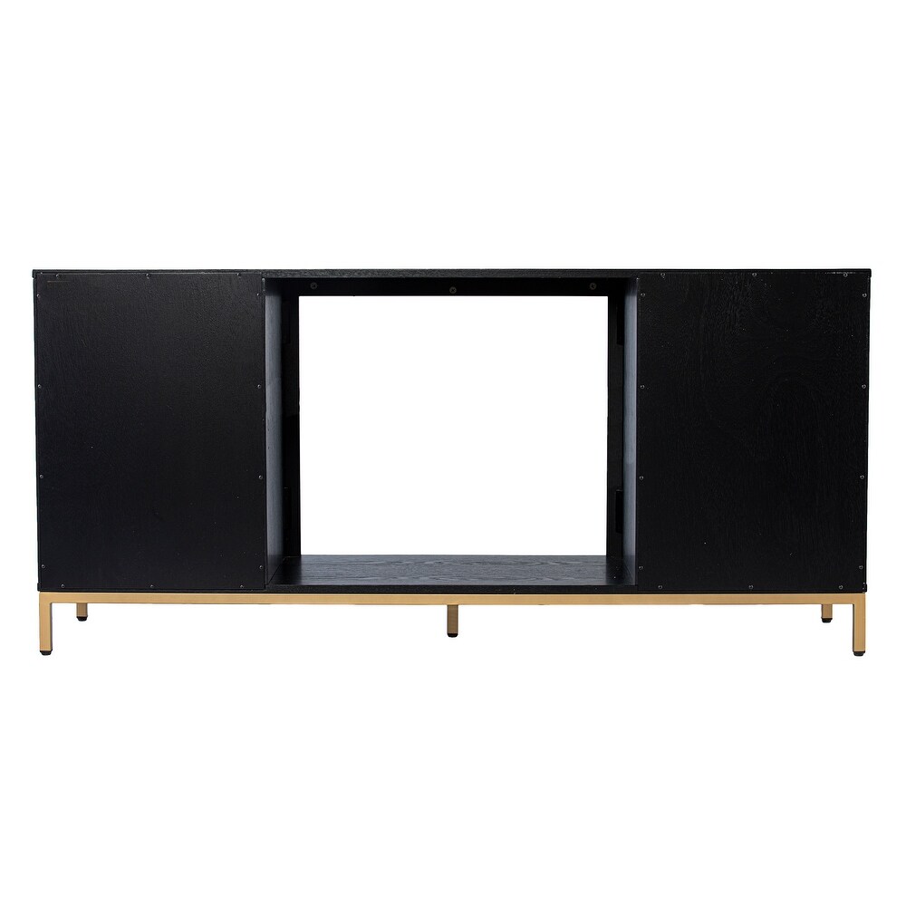 SEI Furniture Marsden Contemporary Black Wooden Electric Fireplace