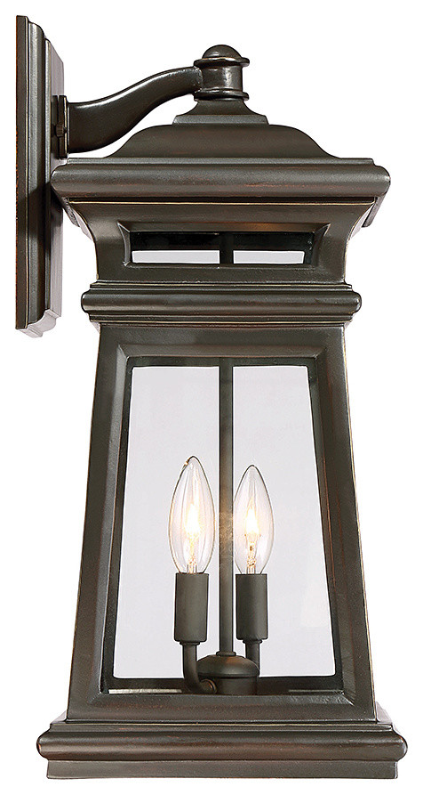 Taylor 2 Light Outdoor Wall Lantern  English Bronze and Gold   Traditional   Outdoor Wall Lights And Sconces   by HedgeApple  Houzz