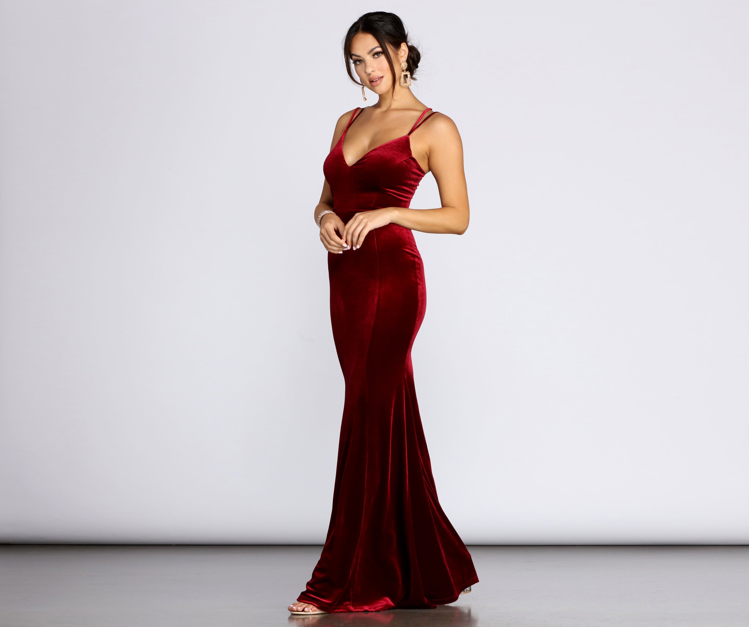 Rhoda Velvet Lace Up Evening Gown