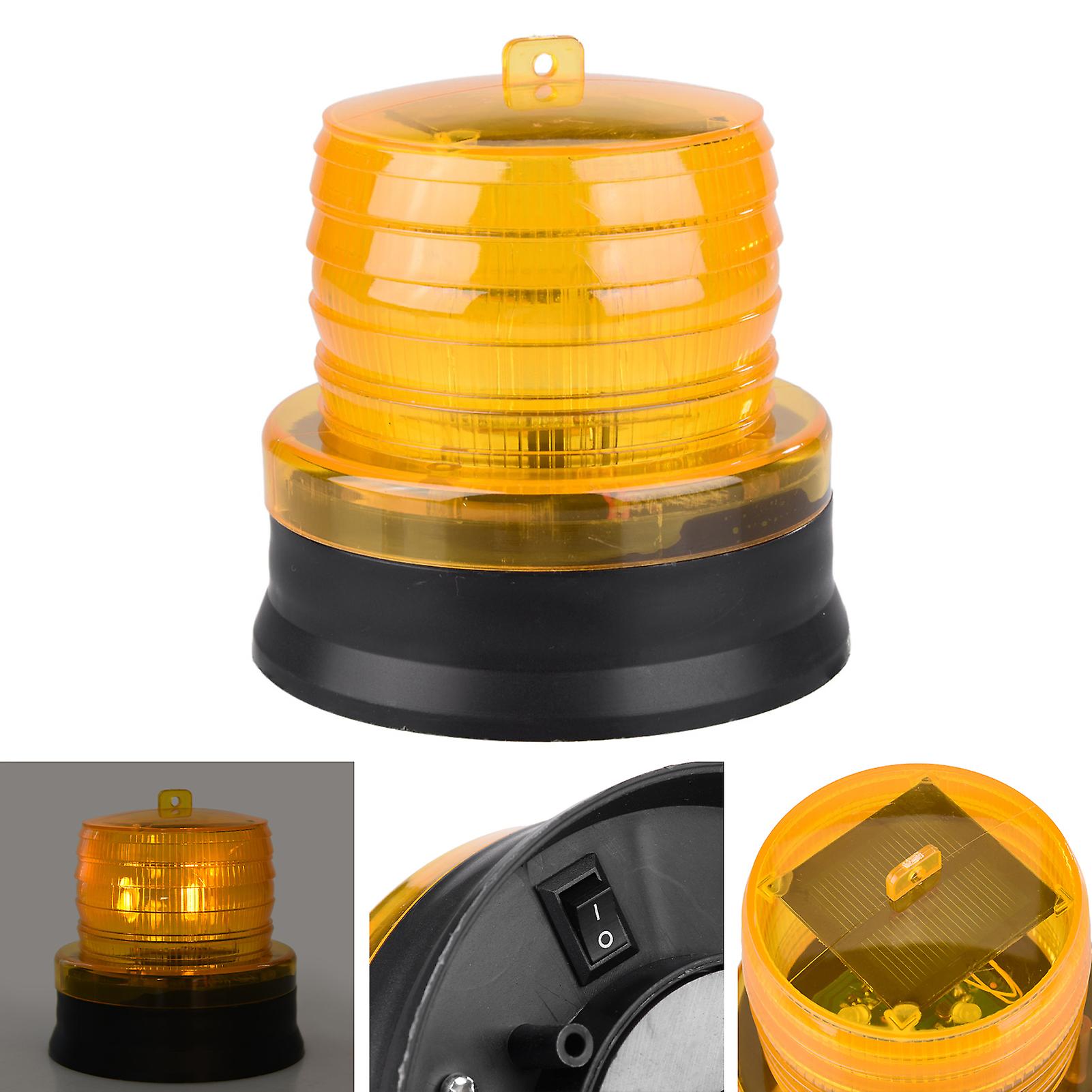 2v  Solar Flashing Strobe Beacon Emergency Led Warning Light Car Auto Lamp Yellow