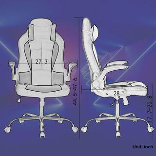 ProHT White Faux Leather Gaming Chair with Adjustable Arms and Lumbar Support 95000