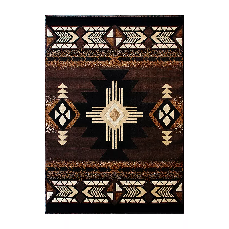 Masada Rugs Masada Rugs 5'x7' Southwest Native American Area Rug - Design C318 Chocolate