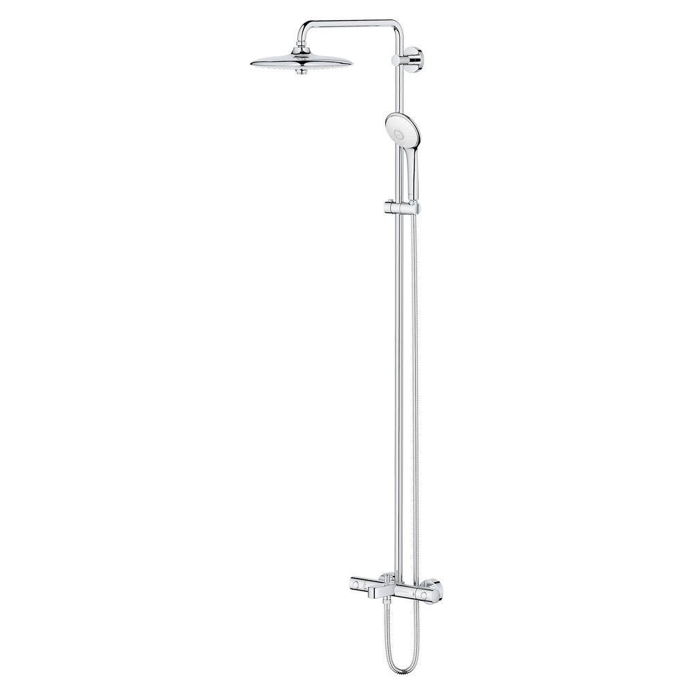 GROHE Euphoria 3-Spray Thermostatic Bath and Shower System in StarLight Chrome (Valve Included) 26177002