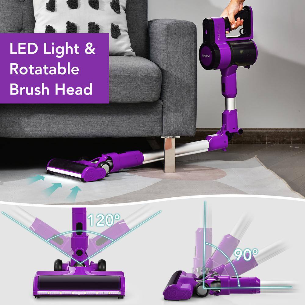 Costway Purple Cordless Bagless 3-in-1 Handheld Stick Vacuum Cleaner GX10006US-PU