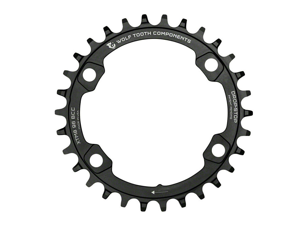 Wolf Tooth Components Drop Stop 96 BCD Shimano XT M8000/SLX M7000 12 Spd Chainring - Black