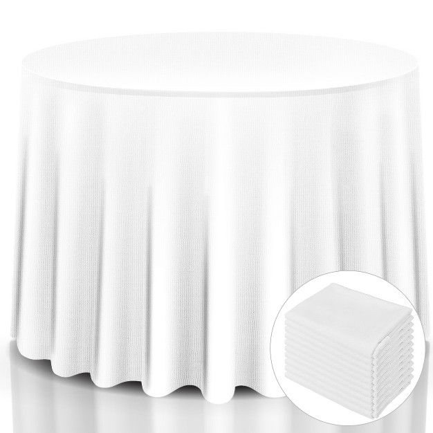 Tangkula 120 x27 x27 Round Tablecloth Polyester White 10 Pcs