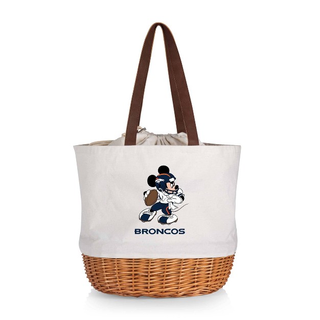 Nfl Denver Broncos Mickey Mouse Coronado Canvas And Willow Basket Tote Beige Canvas