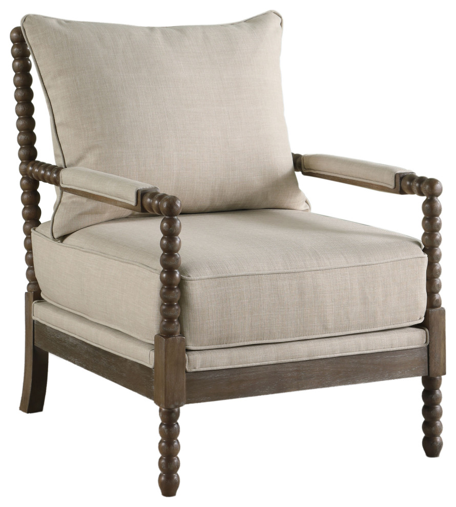 Blanchett Cushion Back Accent Chair Beige and Natural   Modern   Armchairs And Accent Chairs   by Modon  Houzz