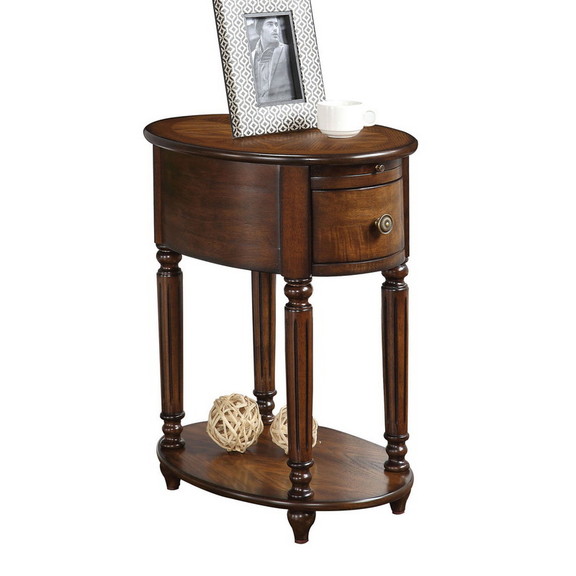 Benzara BM157266 uring Side Table  Dark Oak Bro...