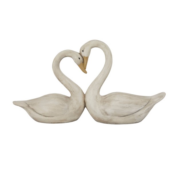 X 32 quot Country Cottage Magnesium Oxide Swans Garden Sculpture White Olivia amp May