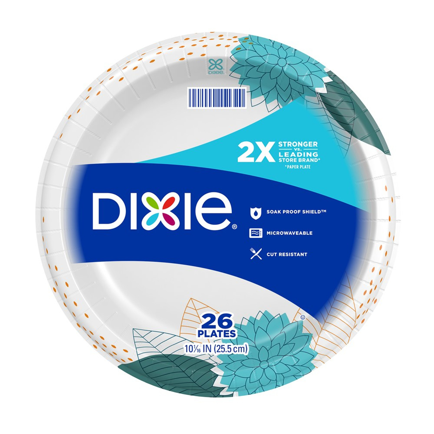 Dixie Multicolored Paper FLOWERS BLOOM Dinner Plate 10-1/16 in. D 26 pk