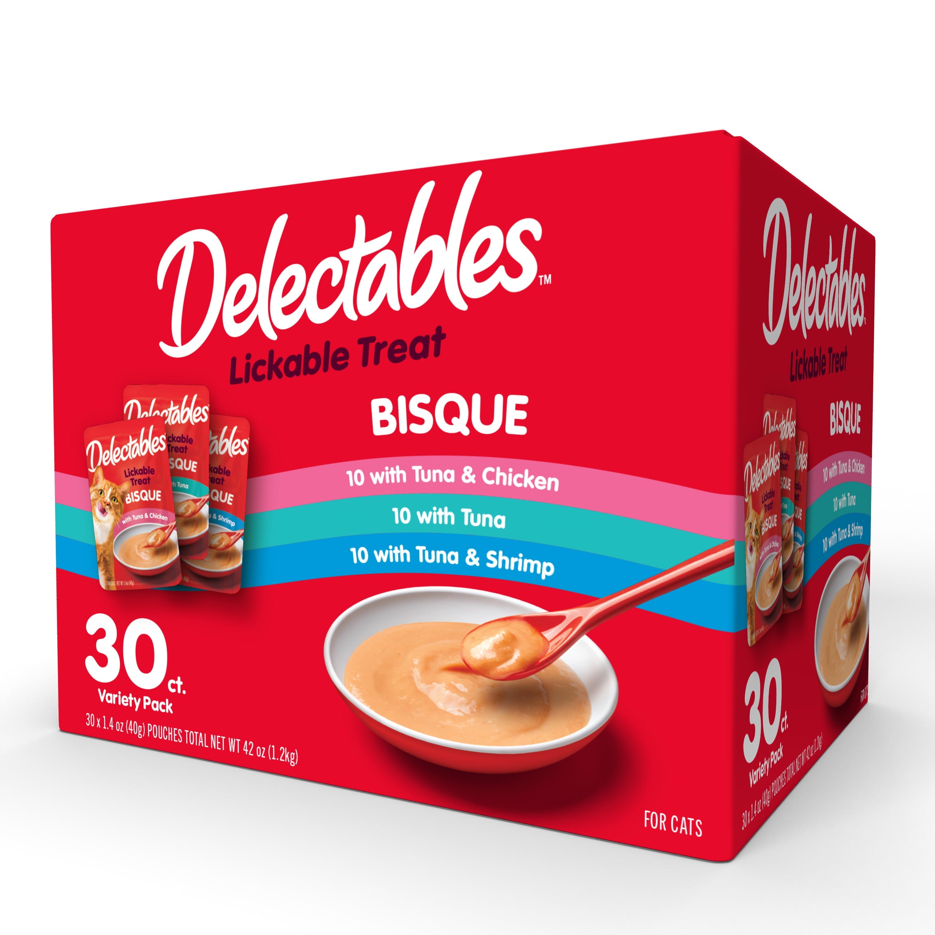 Hartz Delectables Bisque Lickable Wet Cat Treats Variety Pack, 30 Count