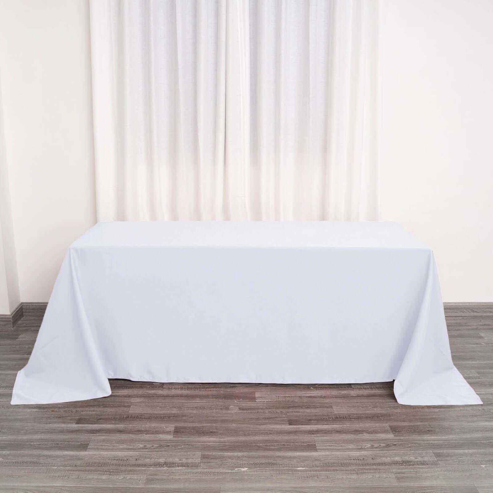 White Seamless Polyester Rectangular Tablecloth 90