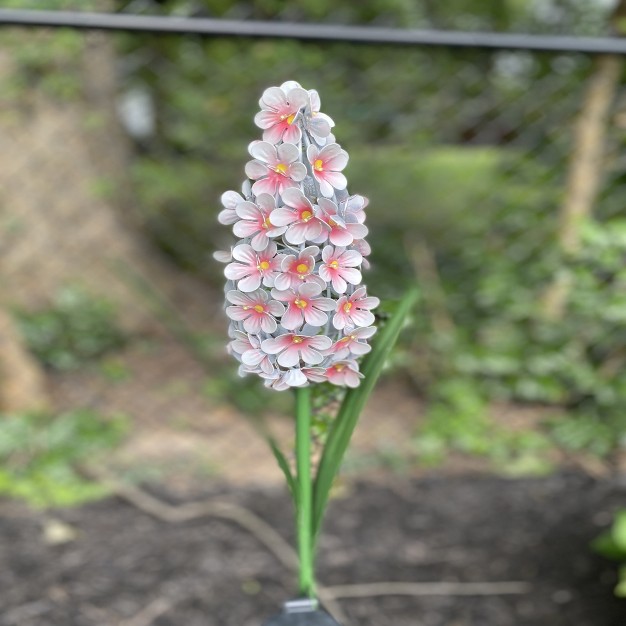 Pink And White Mallow Solar Lighted Flower Outdoor Decoration