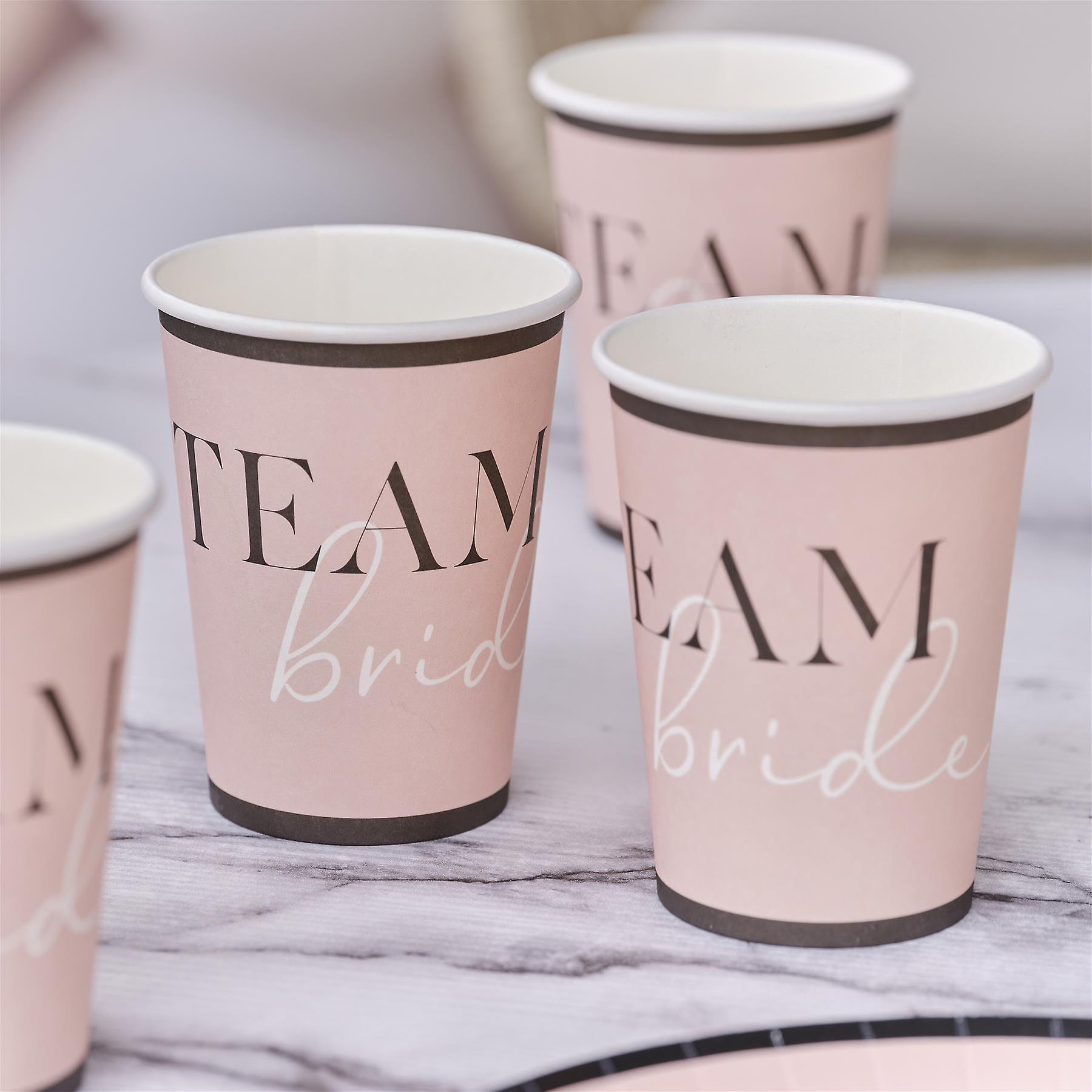 Pink Hen Party Cups | Team Bride Bachelorette Bridal Shower Partyware x 8