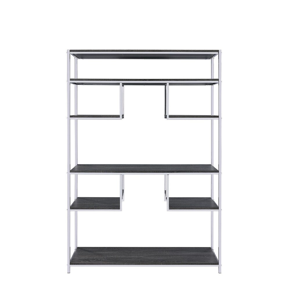 Bookshelf  Rustic Gray Oak   Chrome