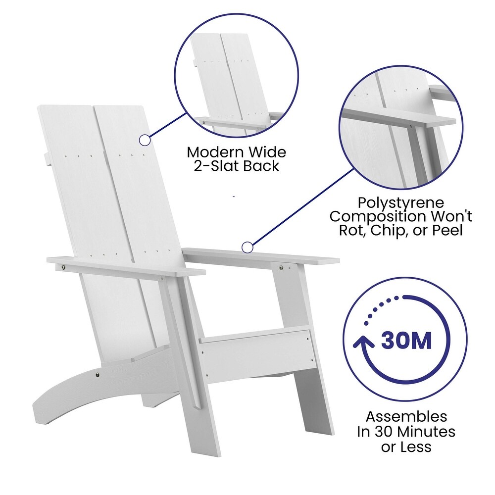 Modern Dual Slat Back Adirondack Style Chairs (Set of 2)